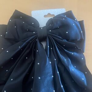 Sparkling Black Satin Bow Hair Clip
